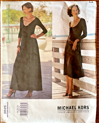 Vogue #2625 Americ.Design. Michael Kors Kleid mit Body Gr. 14-18 ungeschnitten, 2002