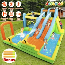 JOYLDIAS Inflatable Water Double Slide Bounce House Giant Splash Pool w/ Blower