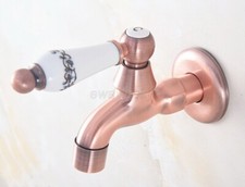 Red Copper Ceramic handle Mop Pool Sink Tap Single Cold Laundry Faucet wav331