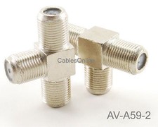 2-Pack F-Type Connector 3-Way Female/Jack to 2-Female/Jacks T-Splitter, AV-A59-2