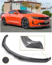 For 19-Up Camaro RS & SS | T6 Style CARBON FIBER Front Lip Splitter Side End Cap