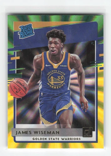 2020-21 Donruss #226 James Wiseman Holo Green and Yellow Laser