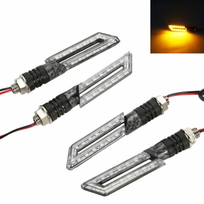 2x Motorcycle LED Indicators for Scooter Moped Quad Set Pair Carbon Look Carbon