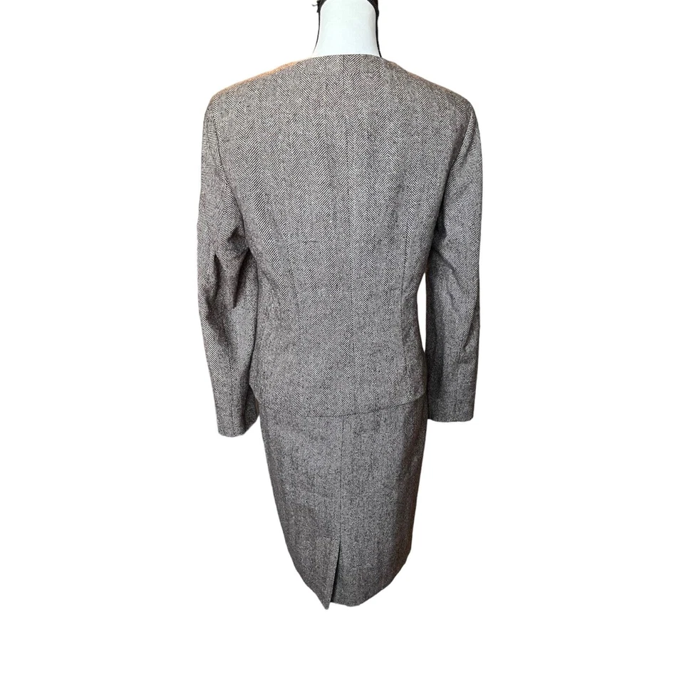 Conjunto de traje para mujer Evan-Picone mezcla de lana tweed 3 piezas marrón talla 8 Foto 4 de 4