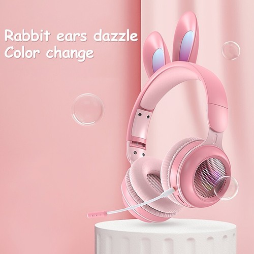 Rabbit Ear Headphones Wireless Luminous Extendable Wheat Headphones - Picture 2 of 11