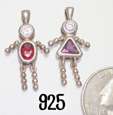 925 Boy  Girl January February Birthstone Red Purple CZ Charm Dangle Pendant