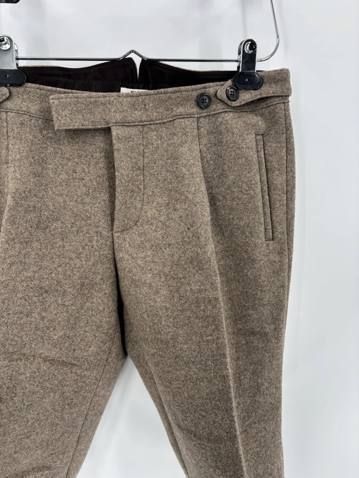 Pantalones Cortos Miu Miu Vintage Plisados Tejidos Para Mujer 42 Marrón Hasta la Rodilla 100% Lana Botón Foto 2 de 4