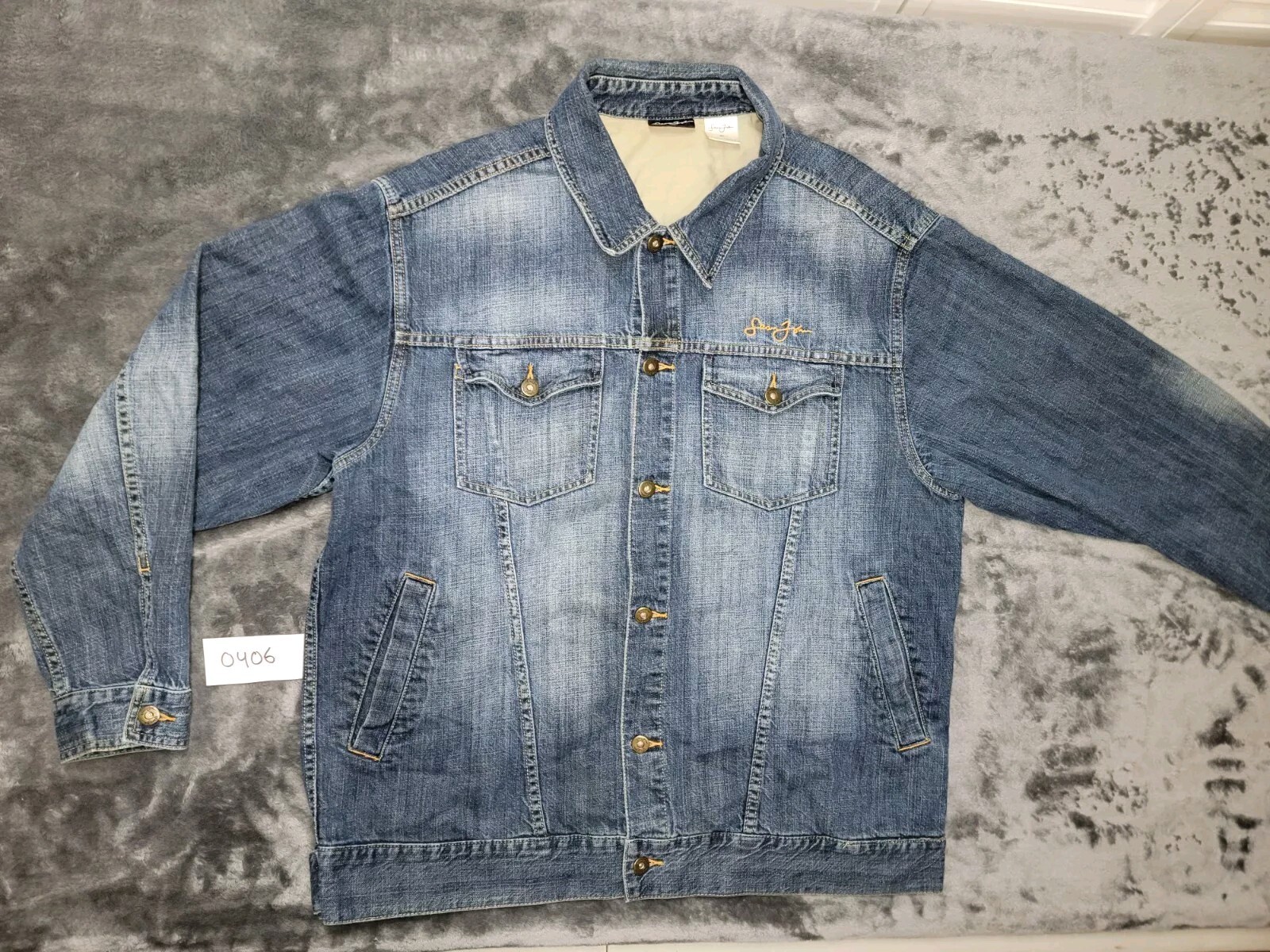 Sean John Jacket Mens Sz XL Blue Jean Denim Dark Wash Hip Hop