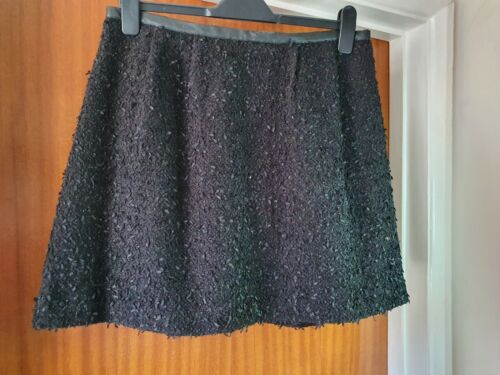 Womens size 14 (eu 40) bnwt Oasis skirt Black faux wool short 17" £40 see notes - Afbeelding 1 van 11