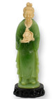 Asian Man Holding A Buddha Statue Faux Jade + Ivorite Black Base Made In Italy
