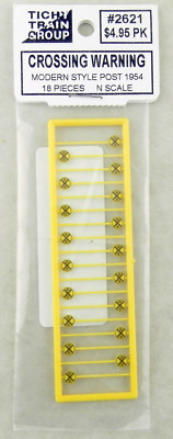 N Scale Yellow Modern Crossing Warning Signs (18Pcs) - Tichy Train Group #2621