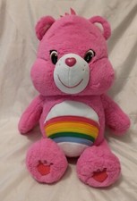 CARE BEARS Cheer Bear 2015 Bright Pink Rainbow Large 20" Jumbo Plush Toy