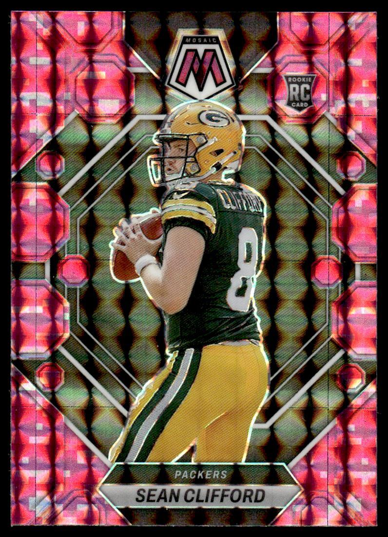 2023 Panini Mosaic 361 Sean Clifford Packers Football Card Pink Camo RC