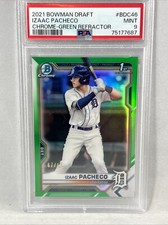 2021 Bowman Draft Chrome Green Refractor /99 Izaac Pacheco #BDC-46 PSA Mint 9