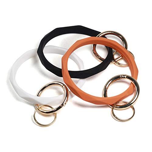 Silicone Bangle Key Ring Bracelet Keychain holder for Black White Orange