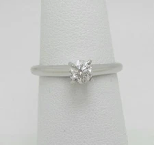 3/8CT Natural Round Diamond Solitaire Engagement Wedding Ring 14K White Gold