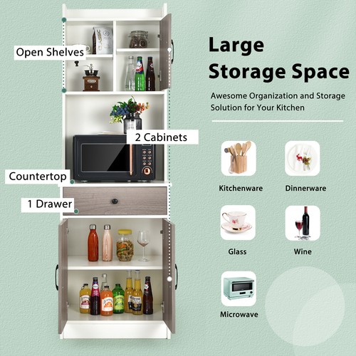 Giantex Buffet Sideboard Storage Cabinet Shelf Kitchen Pantry Cupboard Shelf - Picture 4 of 11