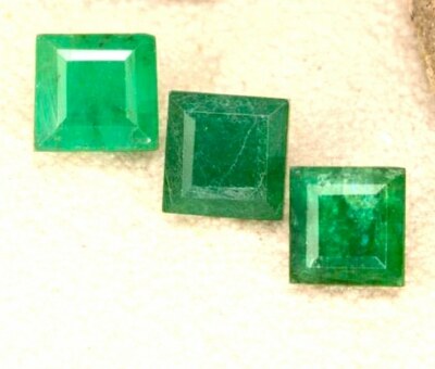 EMERALD SQUARE CUT DEEP GREEN PAKISTAN 8mm 2ct NATURAL GEM GENUINE FACETED NICE