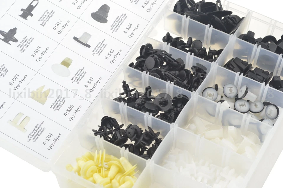 292x Capô de Porta Fender Guarnição de Para-choque Clipe Corpo Retentor Variedade e 1 Caixa de Plástico - Imagem 3 de 4