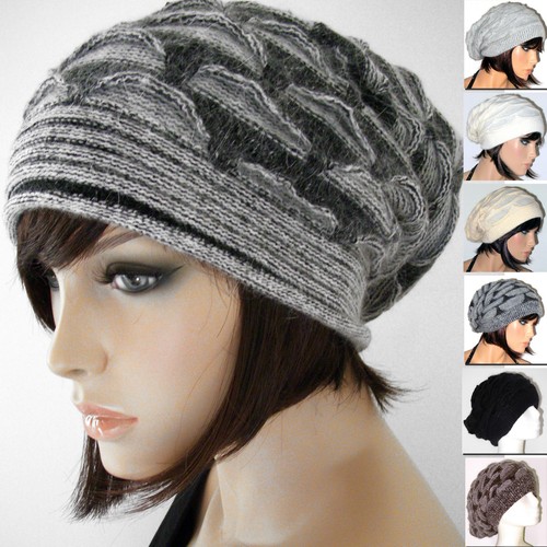 Cappello uomo donna LUNGO DIETRO lana grigio nero bianco marrone invernale  D0182 | eBay