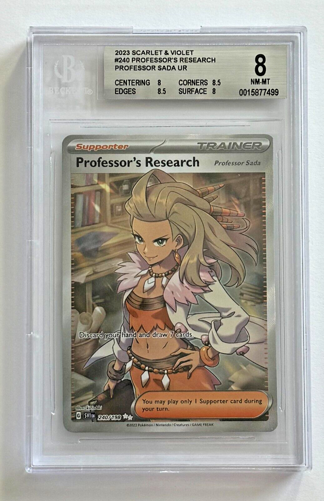 2023 Professor's Research Sada #240 UR Pokemon Scarlet & Violet Base BGS 8 NM-MT