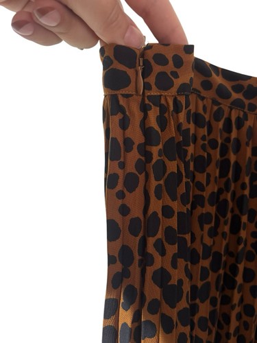 Leopard Pleated Midi Skirt Large 12-14 Scoop Flowy Lightweight - Picture 4 of 6