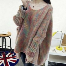 Women Pullover Cape Sweater Long Bat Sleeve Loose Casual Knitted Winter Warm Top