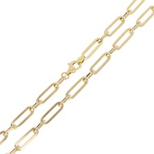 Italian 14k Yellow Gold Hollow Paper Clip Chain Necklace 20" 4.2mm 7 grams