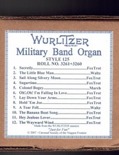 WURLITZER STYLE 125 BAND ORGANO MUSIC ROLL N. 3261-3260