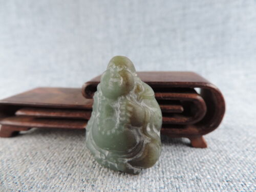 Antique Chinese Hetian Jade Manual Sculpture Buddha Statue Pendant