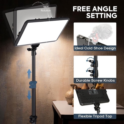 2-Pack Adjustable LED Photography Lighting Kit with Tripod Stands - 2900-7000K - Picture 8 of 9