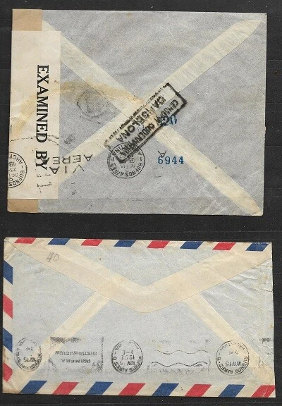 SPAIN LOT 2 COVERS Sc TYPE A166 2 PTASx3 censored Sc C138x2 to ARGENTINA FVF - Image 2 of 2