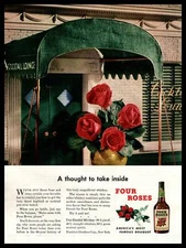 1948 Four Roses Blended Whiskey Cocktail Lounge Awning Entrance Vintage Print Ad
