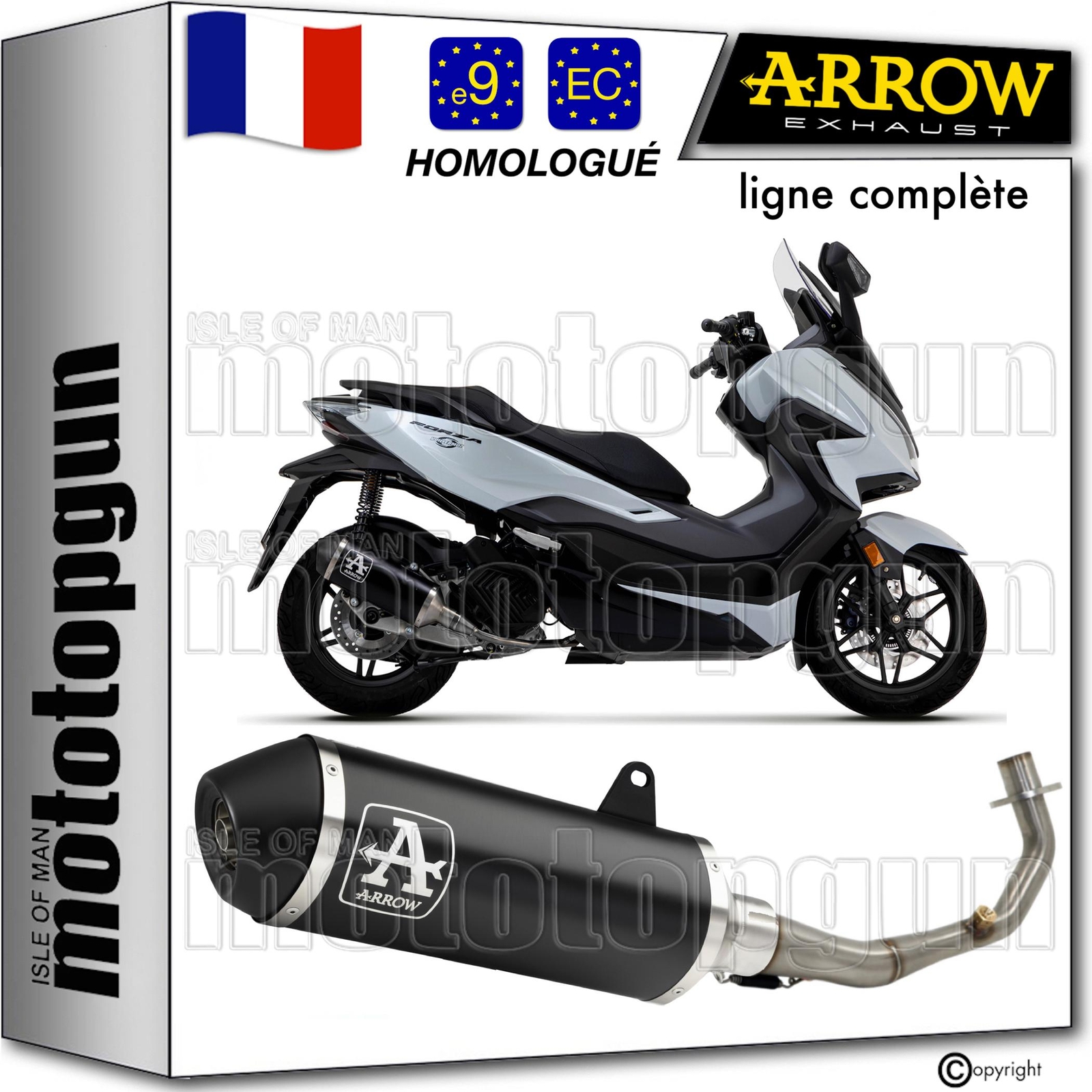 Ligne complete Arrow Urban Honda Forza 125 2023 finition noire mate haute resistance