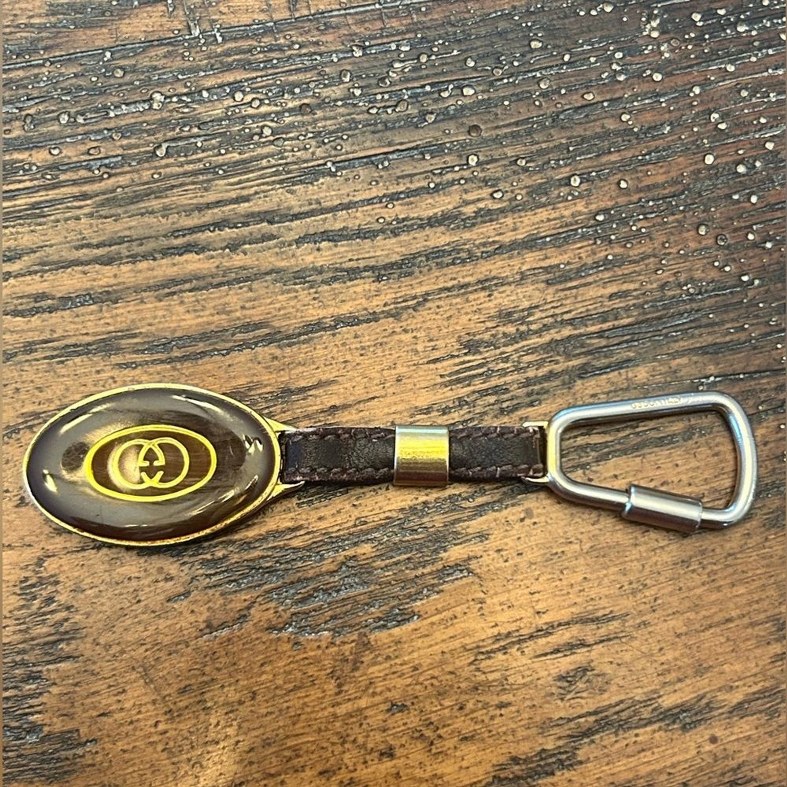 Authentic GUCCI Keyring GP Interlocking Gold Dark… - image 3