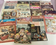 22 mixed craft book magazine booklet lot needlepoint cross stitch mosaic wood