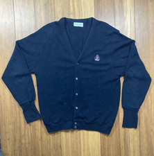 IZOD Men Sz XL Button-Up Embroidered Logo Cardigan Acrylic Sweater Made in USA