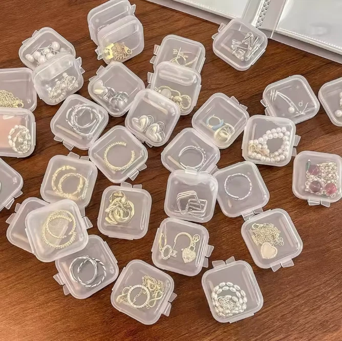 Mini Clear Plastic Jewellery Box Small 10-100pcs Earplugs Storage Case Container - Image 2 of 4