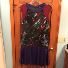 Womens plus Jete 2x purple multicolor sleeveless dresszip back EUC Ybin