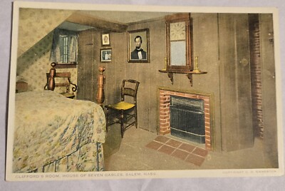 Vintage Unused Postcard Clifford's Room House of Seven Gables Salem Mass 111