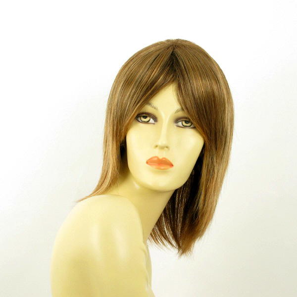 Perruque femme Yris 6BT27B châtain clair aux reflets blond doré cuivré premium