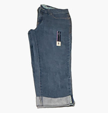 Faded Glory Women s Tummy Control Mid Rise Slim Capri Jeans Blue Medium Wash 14
