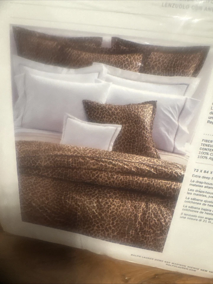 Sábana Ajustable Ralph Lauren Aragón Estampado Leopardo King Nueva Foto 3 de 4