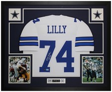 Bob Lilly Autographed and Framed White Dallas Jersey Auto Beckett Cert