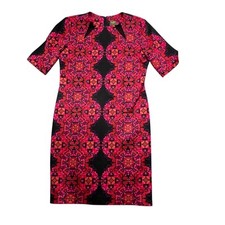 Taylor 10 Zipper Back Dress Short Sleeve Geo Pattern Polyester Blend