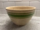 Hull Beehive  Green Stripe Yellowware Mixing Bowl 7 1/2" Wide
