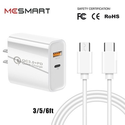 For iPhone 16 15 15 Pro Max 15 Plus Fast 20W USB-C PD Plug Charger Adapter Cable