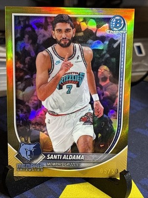 2025-26 Bowman Chrome SANTI ALDAMA #BCV-200 True Gold Refractor #/50 Grizzlies