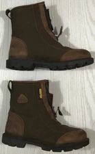 Rocky Gore-Tex Big Mouth Boots Men 9MW Brown Front Zip Leather Trim Hunting Work