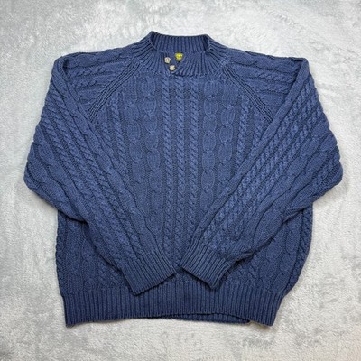 Vintage Oshkosh B'Gosh Sweater Mens XL Blue Fisherman Knit Academia Preppy Knit